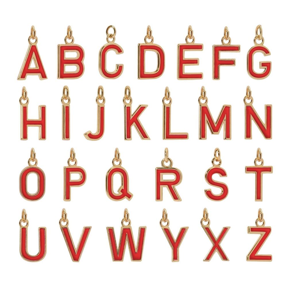 3797 18K Gold Filled A-Z Alphabet Letters Charms, 26Pcs A-Z Enamel Initial